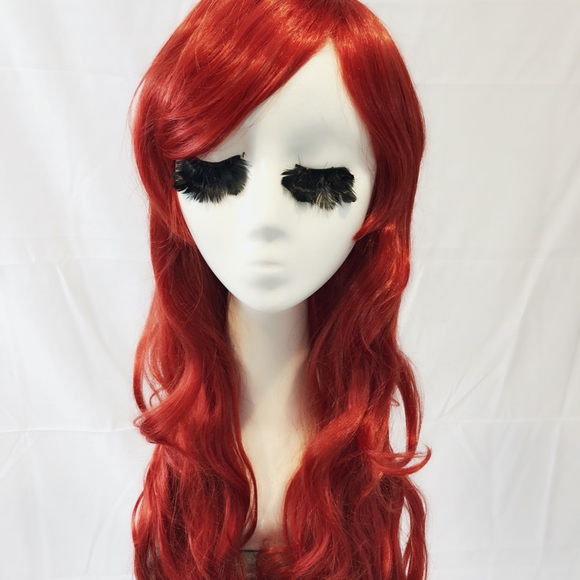 New Goddess cosplay red curly wig with long bangs main image 6